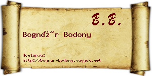 Bognár Bodony névjegykártya